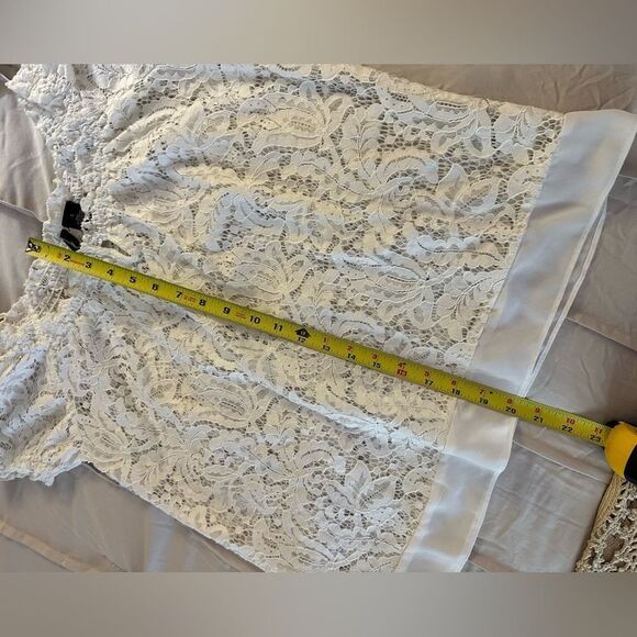 Summer must-have! Elegant, all-over white lace short sleeved shirt size S - Picture 9 of 13